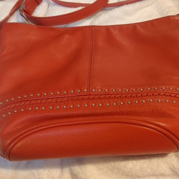 Brighton Handbags - Brighton Orange Leather Studded Women's Bag